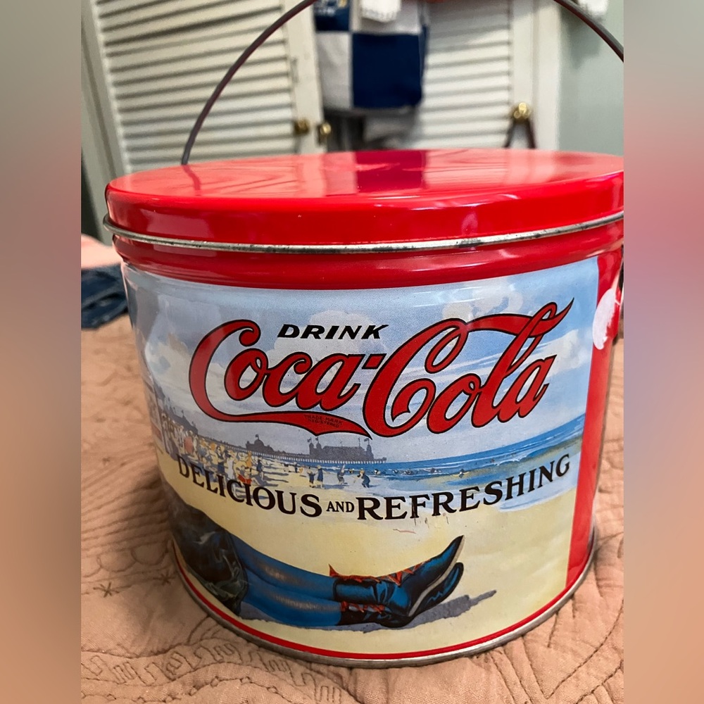 Coca Cola Round Tin With Handle